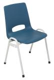 Kuipstoel blauw, wit frame, stapel/koppelbaar