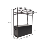 Klapbuffet Black Steel (160x70cm) zwart inclusief buffet bovenbouw - Image 2