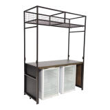 Klapbuffet Black Steel (160x70cm) zwart inclusief buffet bovenbouw - Image 2