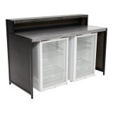 Verhoogd klapbuffet Black Steel zwart(160x70cm) met RVS blad en opstaande rand - Image 2