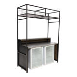 Verhoogd klapbuffet Black Steel zwart(160x70cm) met RVS blad en opstaande rand inclusief buffet bovenbouw - Image 2