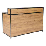 Hout verhoogd klapbuffet Black Steel (160x70cm) met RVS blad en opstaande rand