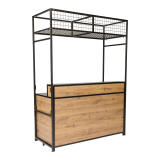 Hout verhoogd klapbuffet Black Steel (160x70cm) met opstaande rand inclusief buffet bovenbouw