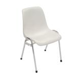 Kuipstoel wit, chroom frame, stapel/koppelbaar