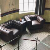 Chesterfield bank, 1 zits fauteuil (125x100cm) - Image 3