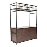 Walnoot hout klapbuffet Black Steel (160x70cm) met RVS blad inclusief buffet bovenbouw